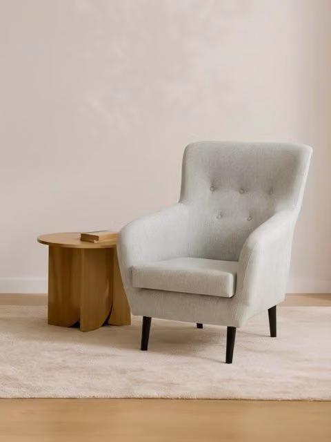 Poltrona imbottita Orsay Kenay Home grigio e nero con braccioli e struttura in legno – 1