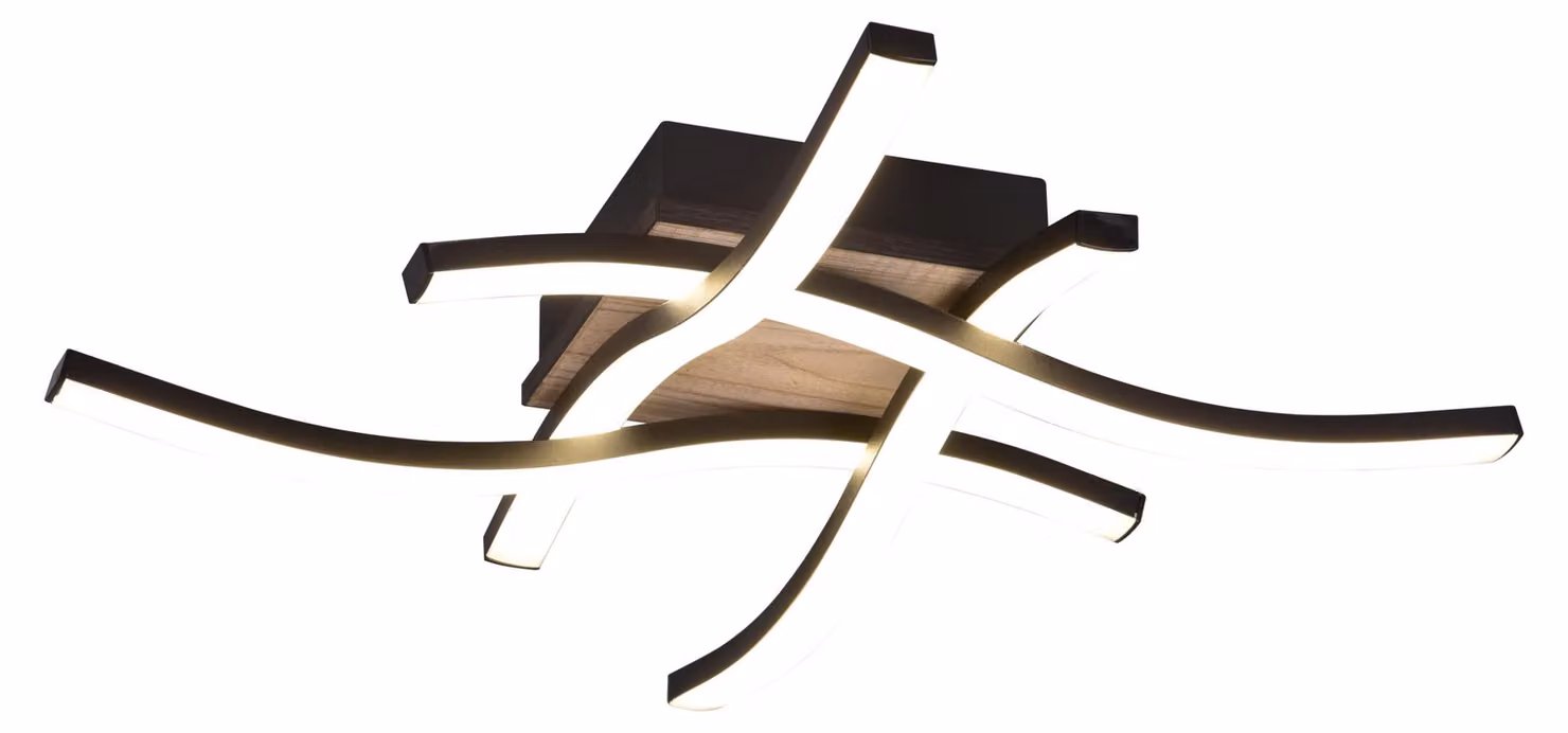 Trio Leuchten - Plafoniera di design I plafoniera I lampada I luce nera con legno incl. LED a 4 luci - Vanesa I soggiorno I camera da letto - plastica quadrata - I (non sostituibile) LED