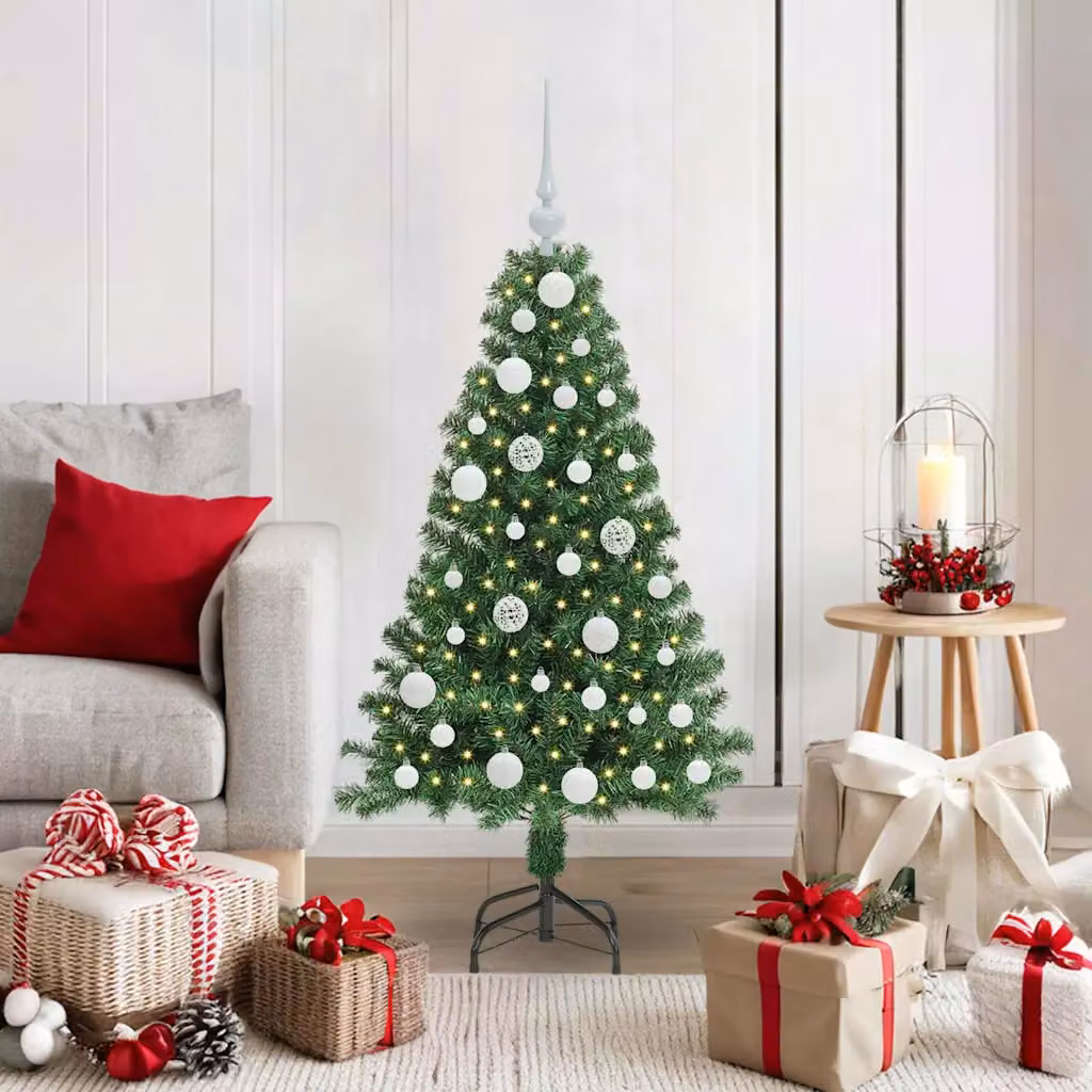 Albero di Natale artificiale vidaXL verde con 150 LED luce bianca calda, Altezza: 120 cm