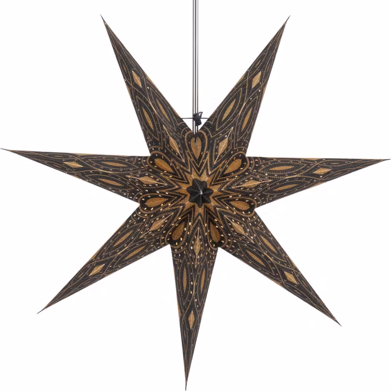 Stella pieghevole di carta illuminata dell'Avvento, stella di Natale 60 cm - Luminea Black, Nero, Stella decorazione finestra