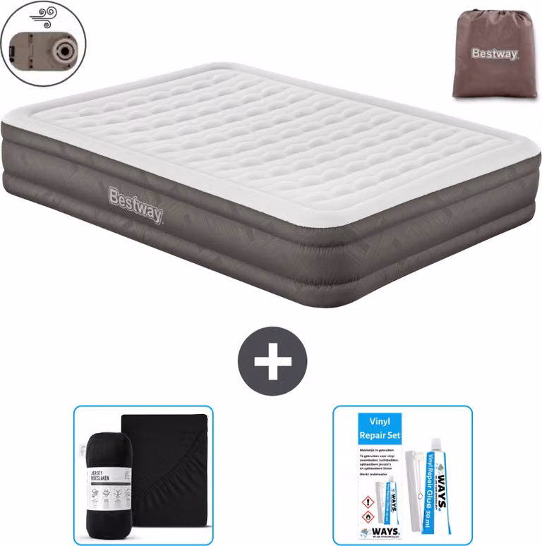 Materasso gonfiabile Bestway - 2 persone - 152 x 203 x 36 cm - Marrone - Accessori inclusi