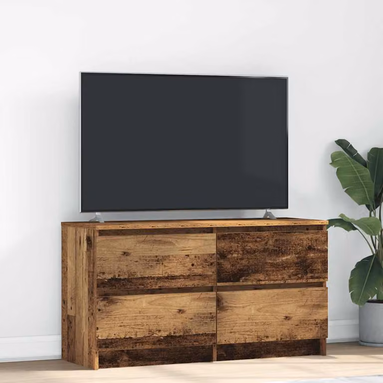 Mobile Porta TV vidaXL in Legno Antico Marrone con Ripiani per Media Compartments L/P/H: 100 x 35 x 54 cm