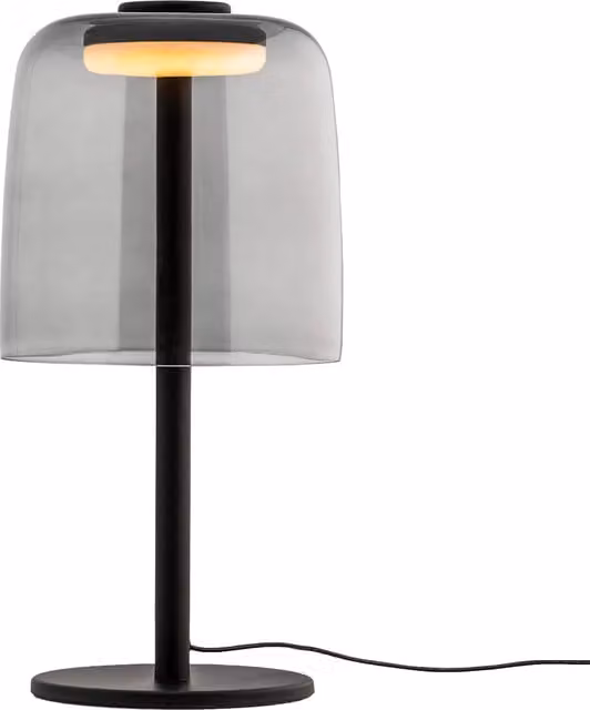 LedsC4 Levels Lampada da tavolo moderna in vetro trasparente e metallo grigio con tecnologia LED dimmerabile