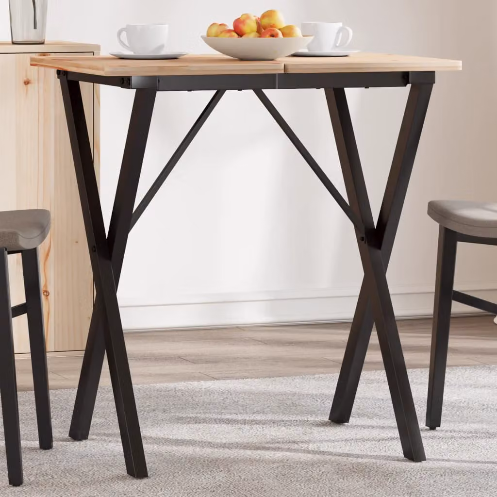 vidaXL Gambe per Tavolo da Pranzo a X in Metallo Verniciato Nero Stile Industriale L/P/H: 60 x 50 x 73 cm