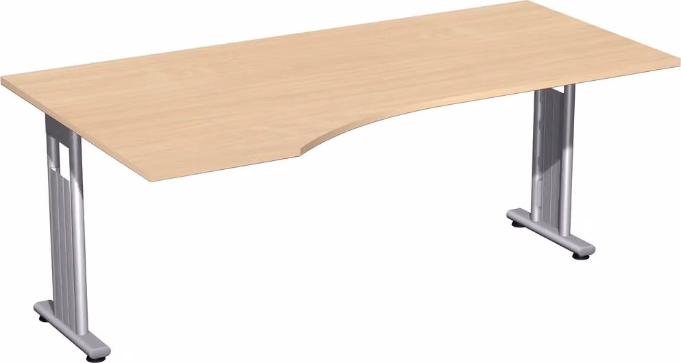 Geramöbel Scrivania per PC Lissabon (versione sinistra), 1800x1000x720 mm, faggio/argento