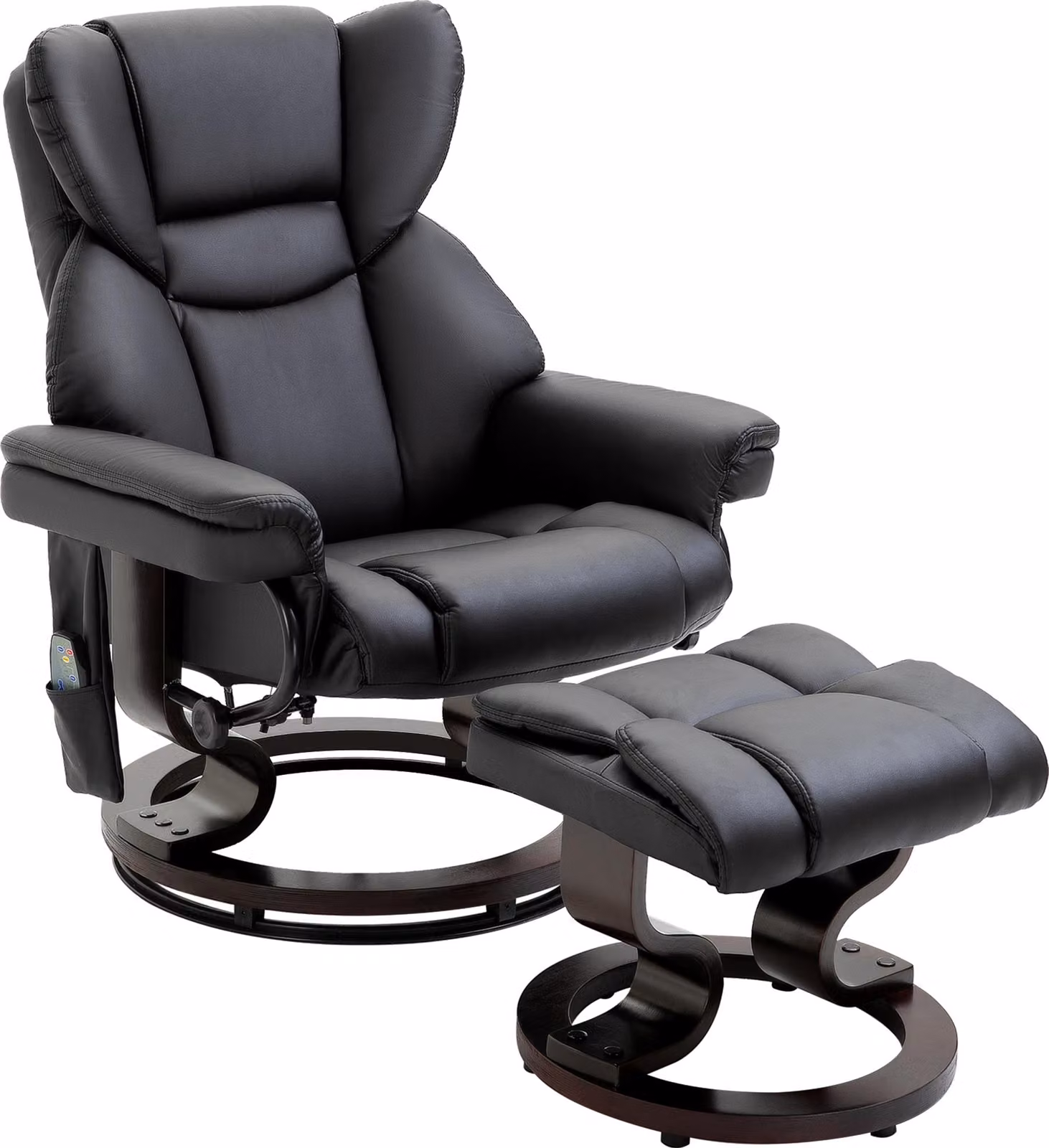 Poltrona massaggiante 700-116V91BK, poltrona relax, con funzione massaggio, poggiapiedi reclinabile, in pelle artificiale, 79 x 82 x 101 cm