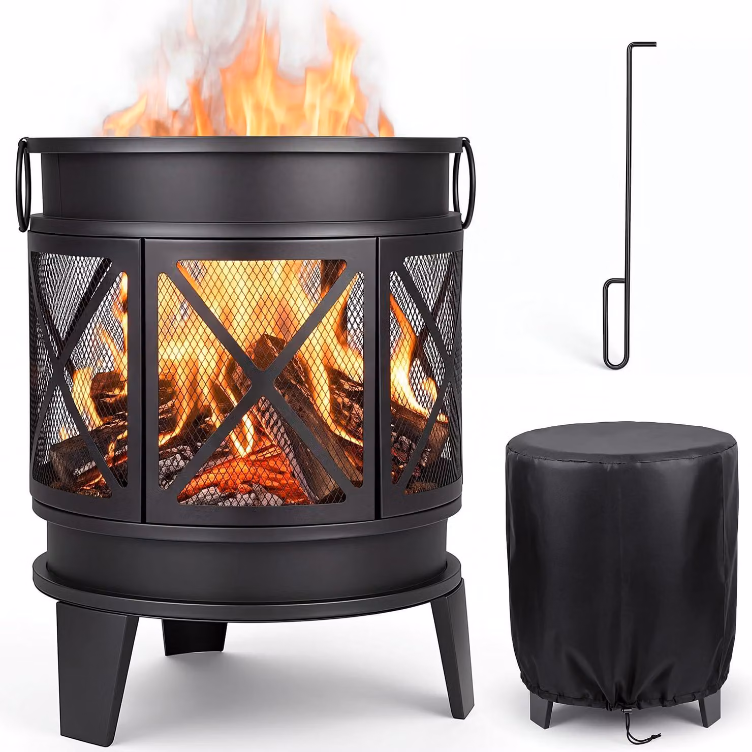 Bacinella da fuoco in acciaio, multifunzionale, ideale per giardino e campeggio, diametro 60 cm, per uso esterno