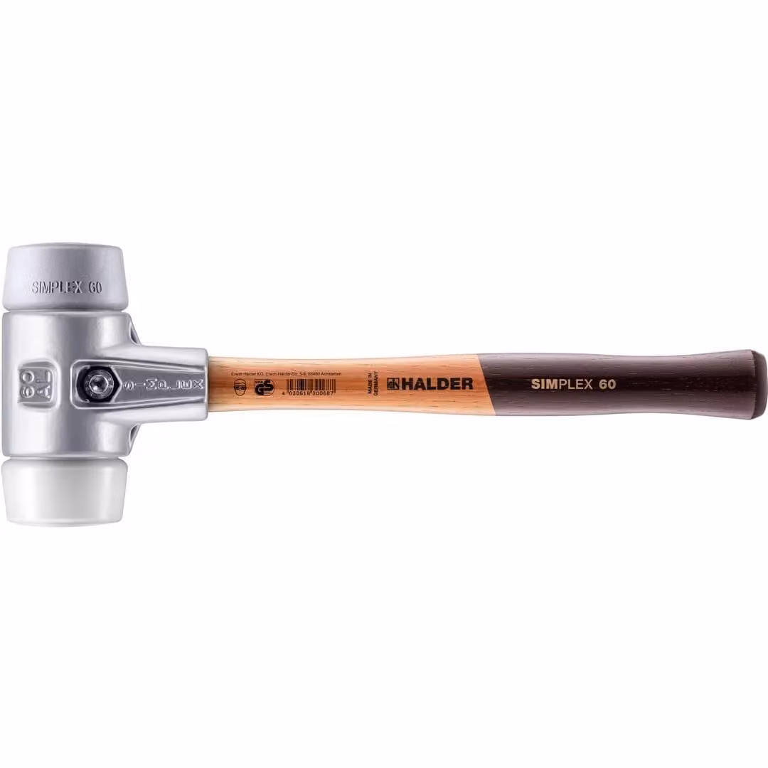 Mazza SIMPLEX soft-face con alloggiamento in alluminio e manico in legno, Ø 60, TPE-Mid / Superplastic