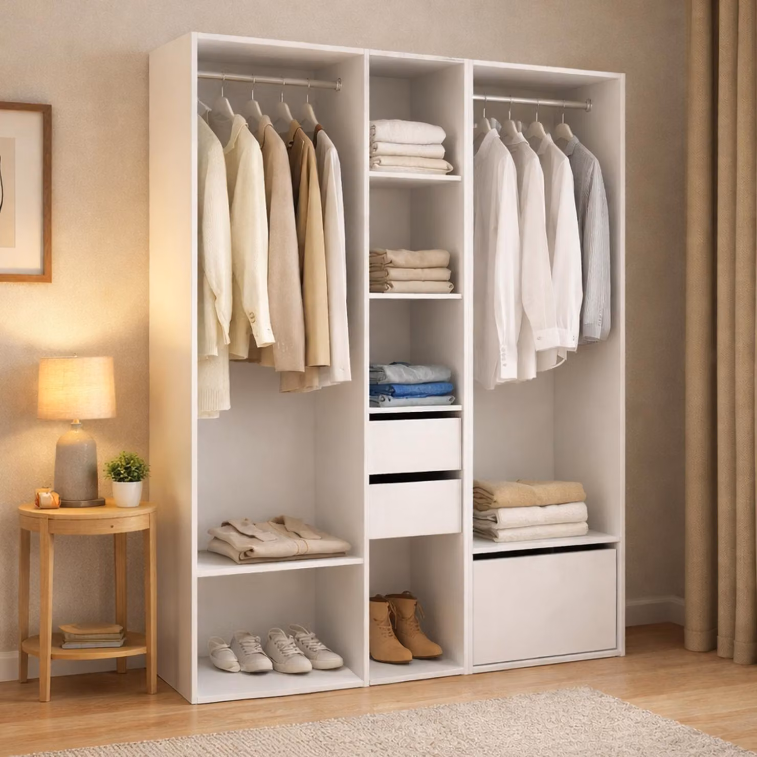 Dmora Guardaroba Grande Celestin 45x205h cm Bianco, Appendiabiti Un'anta