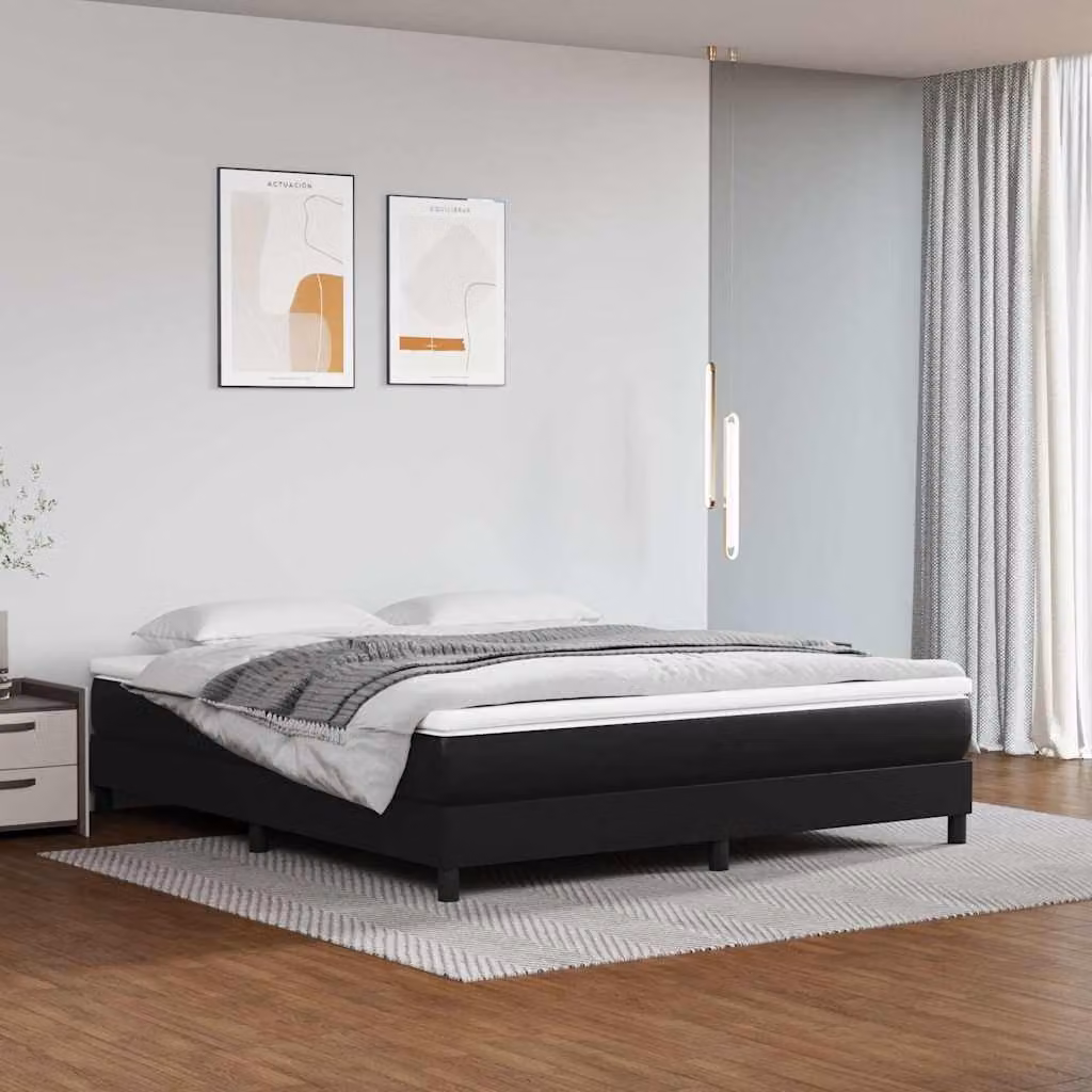 Giroletto a Molle Ibrido con Materasso vidaXL in Similpelle Nero, L/P: 160 x 200 cm