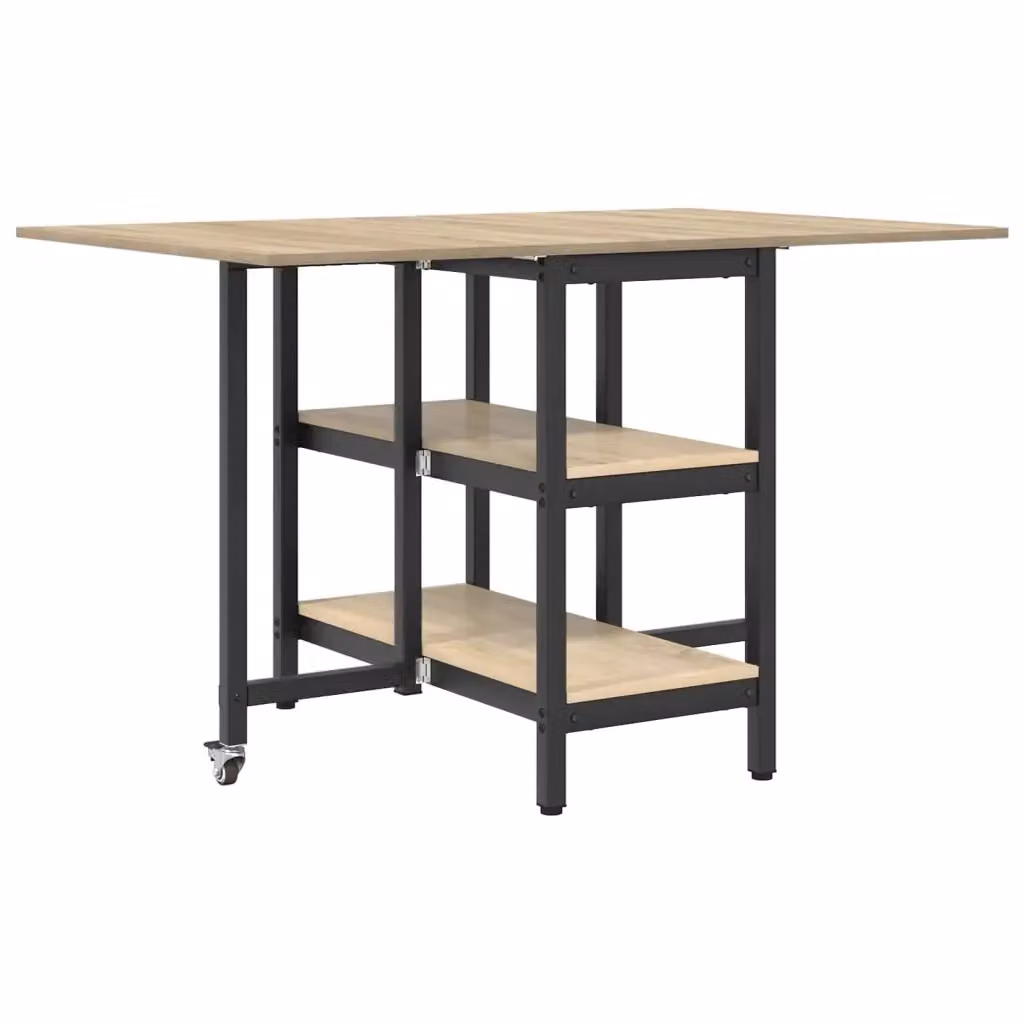 Tavolo da pranzo rettangolare estensibile vidaXL in legno marrone con piano ribaltabile L: 122 cm, P: 80 cm, H: 76,5 cm – 2
