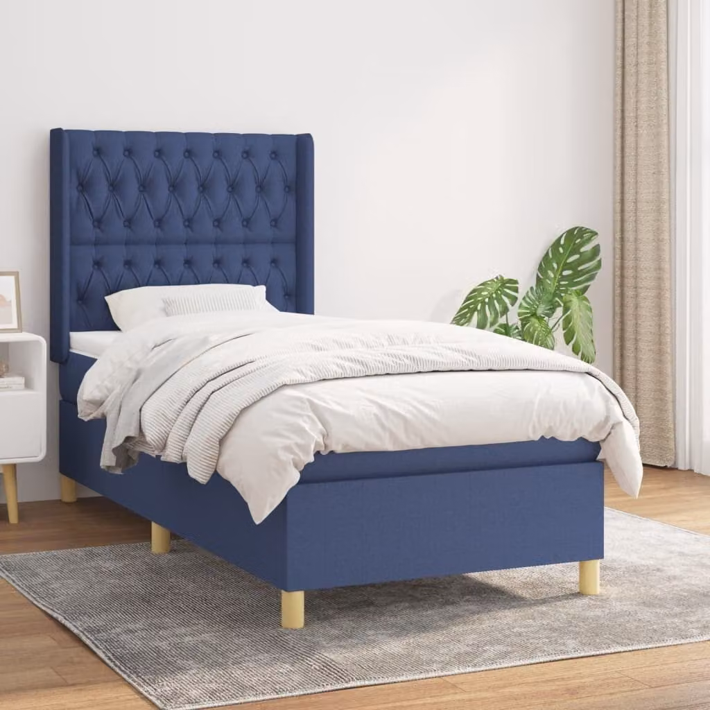 Maison Exclusive - Giroletto a Molle con Materasso Blu 90x190 cm in Tessuto