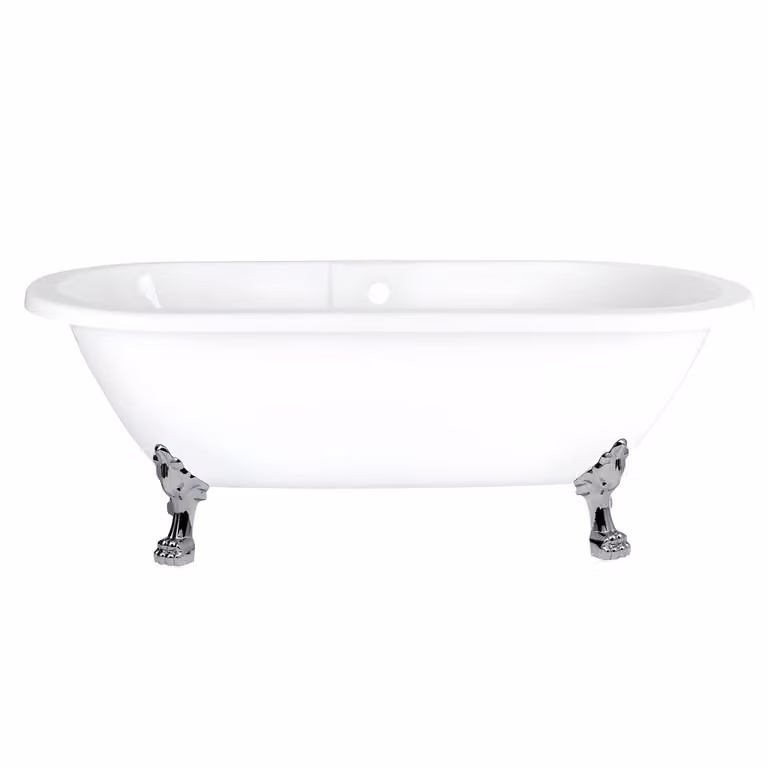 Vasca da Bagno Centro Stanza Ovale Classica - 1780mm x 825mm - Piedini a Zampa di Leone Cromati - Artiglio di Leone