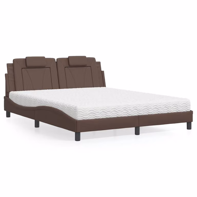 Letto Viana vidaXL con Materasso in Similpelle Marrone, L/P/H: 160 x 200 cm