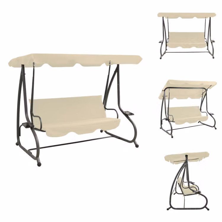 vidaXL Altalena Hollywood con baldacchino bianco sabbia - Altalene Hollywood