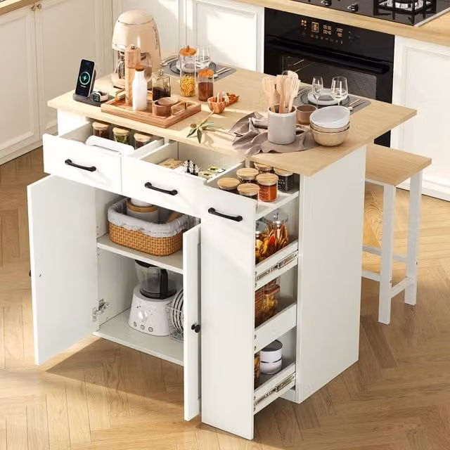 Tavolo da Pranzo Allungabile con Cassetti e 2 Sedie ¨C MINIMAL ¨C Bianco