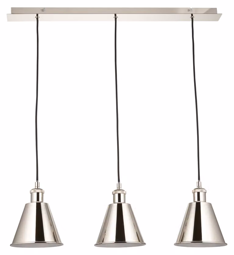 Lampada a sospensione HAL in nichel 3xE27x20W in metallo, dimensioni: 173x73x17 cm, IP20, Endon