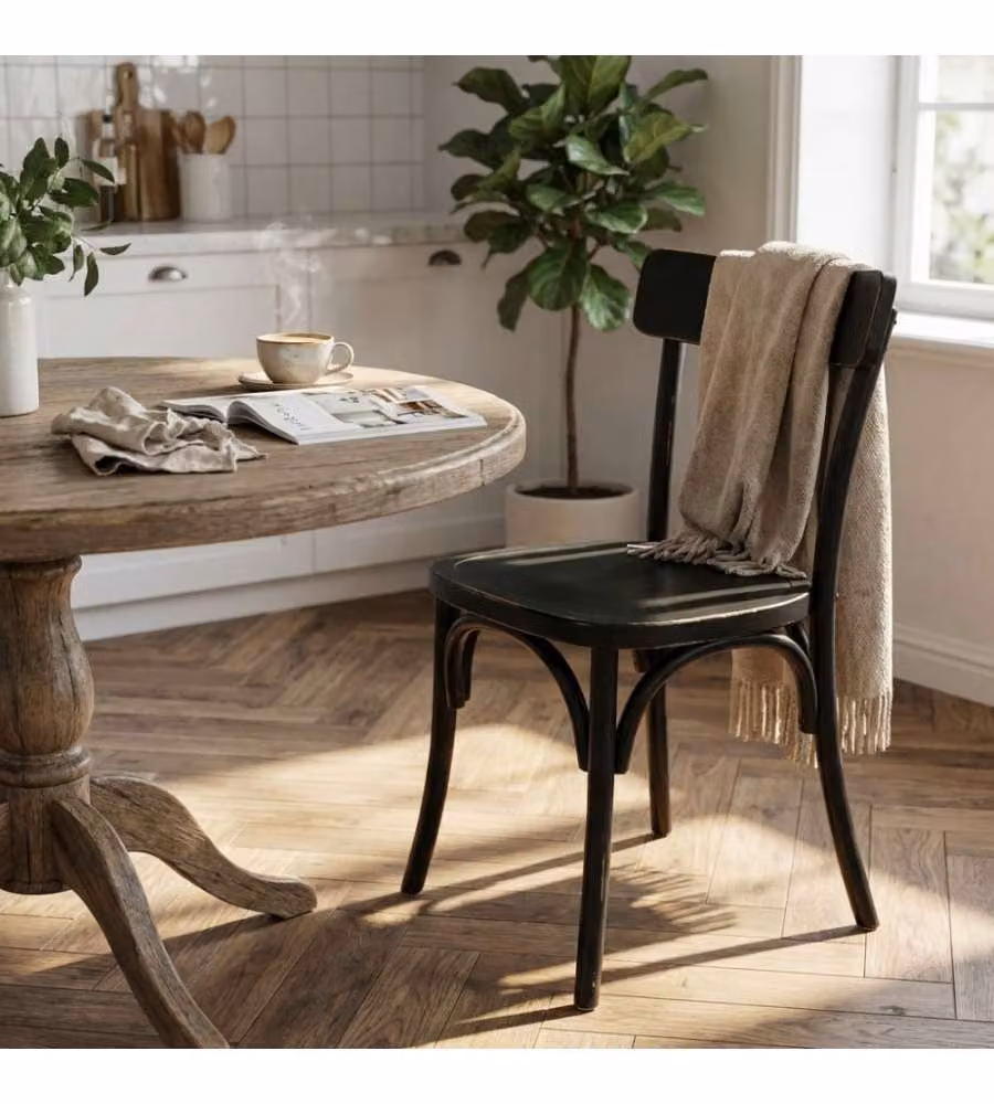 Sedia Polly Cosma Nera Design Shabby Chic L: 45 cm, P: 42 cm, H: 87 cm – 1