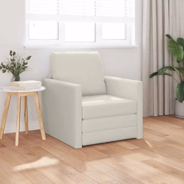 Divano letto vidaXL in velluto beige L: 74 cm, P: 77 cm, H: 81 cm