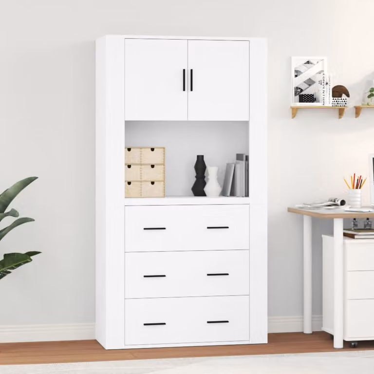 Credenza moderna vidaXL bianca in legno e MDF da appendere a parete