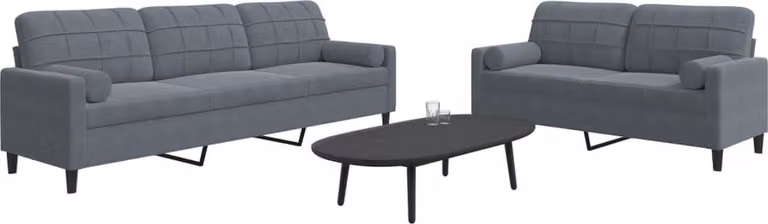 Maison Exclusive - Set divano 2 pezzi con cuscini e cuscini cervicali in velluto grigio scuro