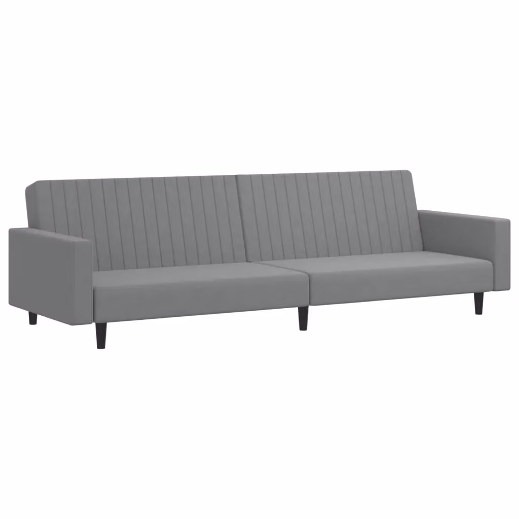 Divano Letto Click-Clack a 2 Posti vidaXL in Velluto Grigio con Struttura in Legno Massello – 2