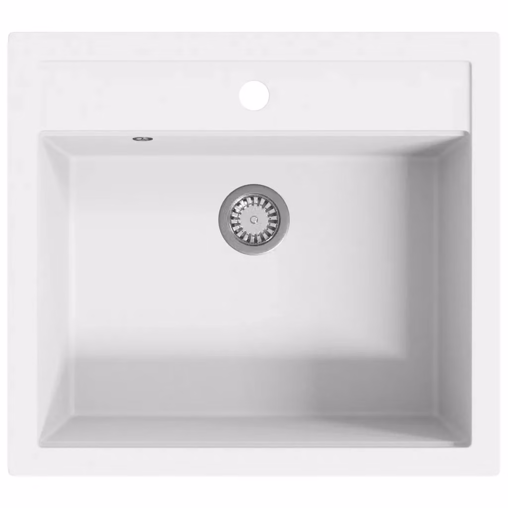 Lavello da cucina in granito bianco vidaXL L: 56,5 cm, P: 51,0 cm, H: 30,6 cm – 2