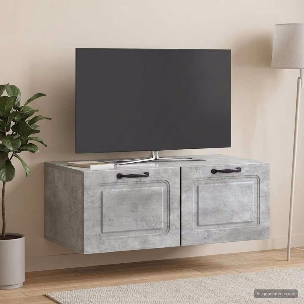 vidaXL Mobile Porta TV da Muro Moderno Grigio Cemento L: 78,5 cm, P: 41 cm, H: 30 cm