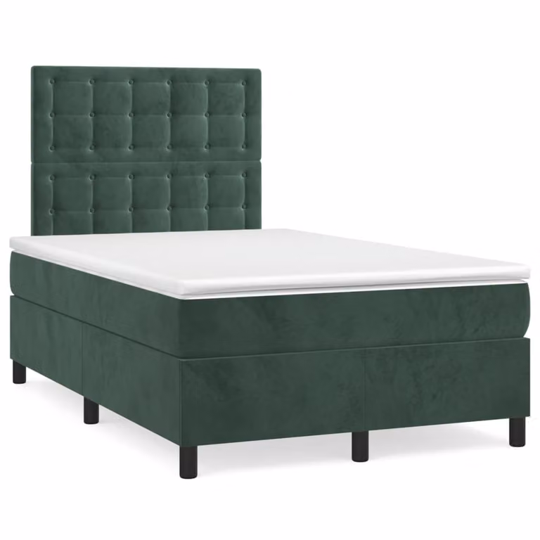 Maison Exclusive - Letto boxspring con materasso e LED verde scuro 120x190 cm velluto