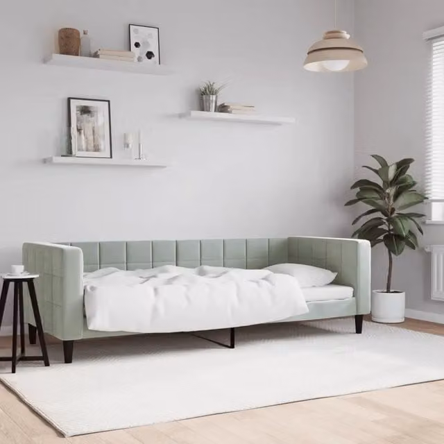 Letto da giorno moderno vidaXL in velluto grigio per camera da letto o soggiorno