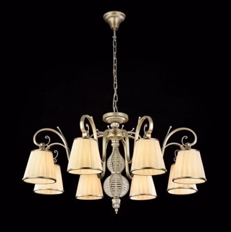 Lampadario da soffitto in stile barocco, "Casa Padrino", in metallo dorato anticato, 82 x 49 cm. Lampadario in stile antico
