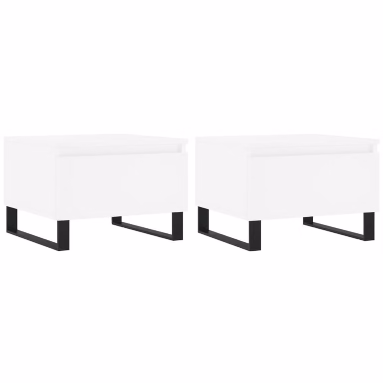 Tavolini da Salotto 2pz Bianchi 50x46x35cm in Legno Multistrato