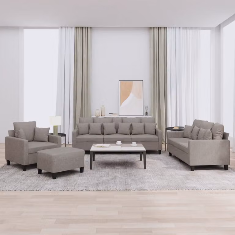 Maison Exclusive - Set divano 4 pezzi con cuscini in tessuto color taupe