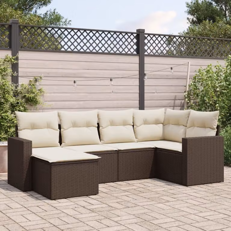 Maison Exclusive - Set Divano da Giardino 6 pz con Cuscini Marrone in Polyrattan