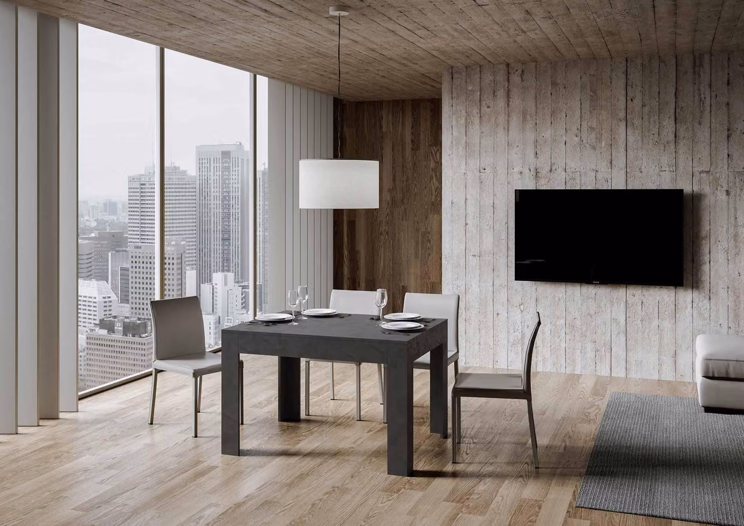 ITAMOBY - Tavolo allungabile 120/180x90 cm Bibi antracite spatolato