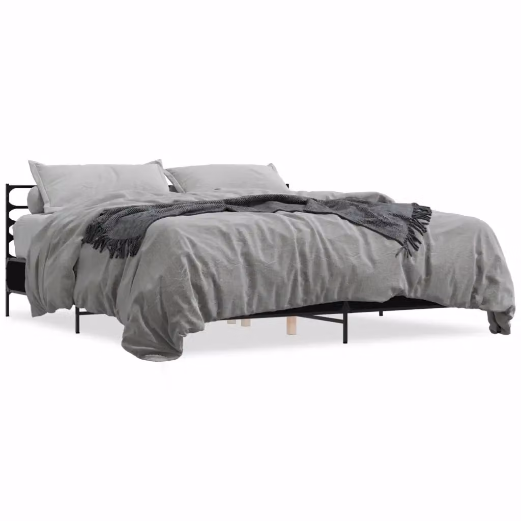 Letto moderno vidaXL nero in legno e metallo L/P/H: 180 x 200 x 203 cm – 2