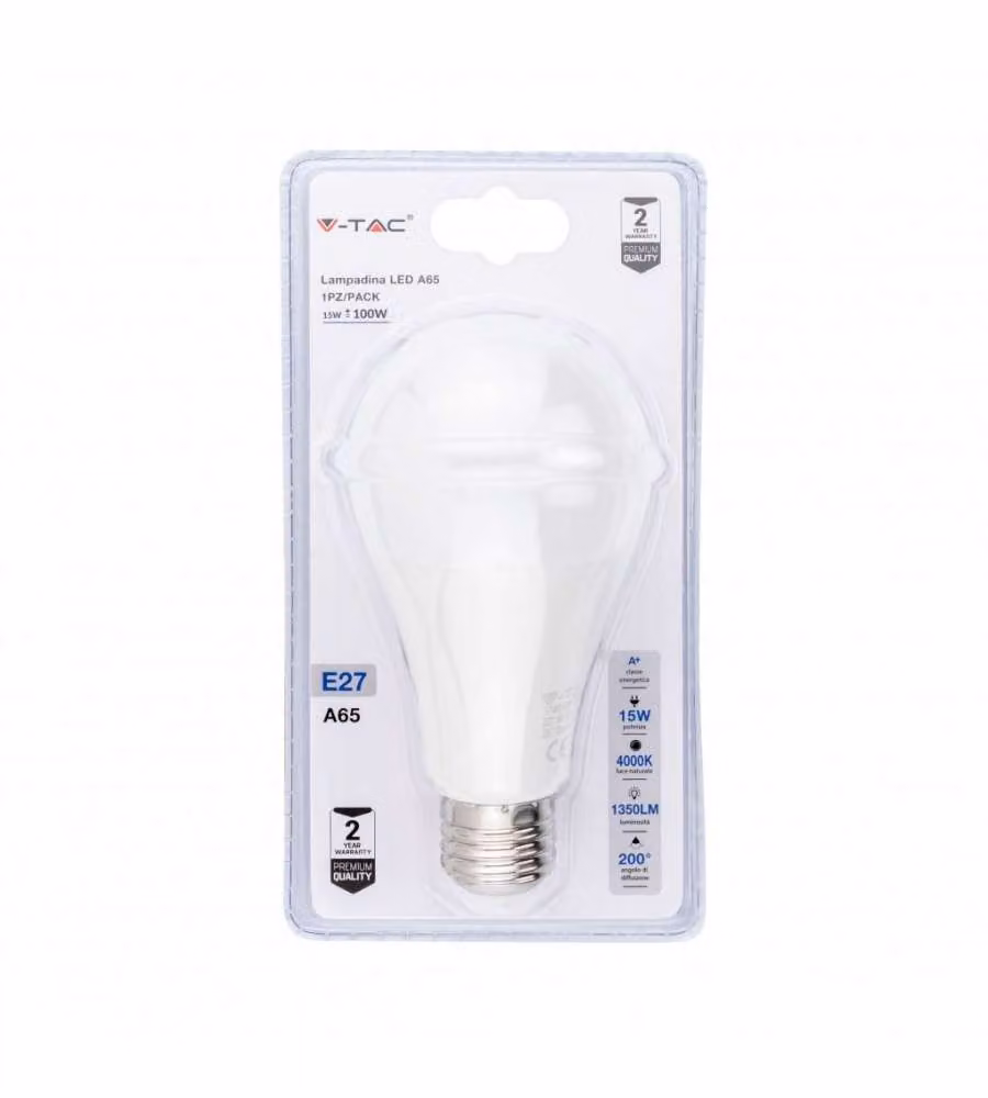 Lampadina LED E27 15W A60 4000K (Blister 1 Pezzo)