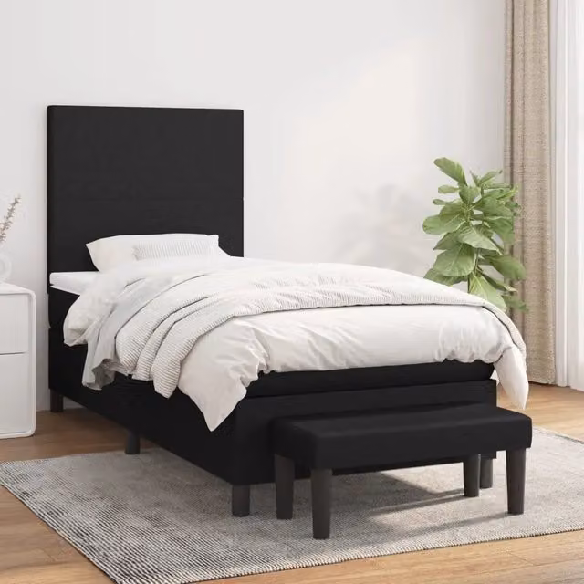 Letto Ibrido vidaXL con Giroletto a Molle e Materasso Nero, L 80 x P 200 cm