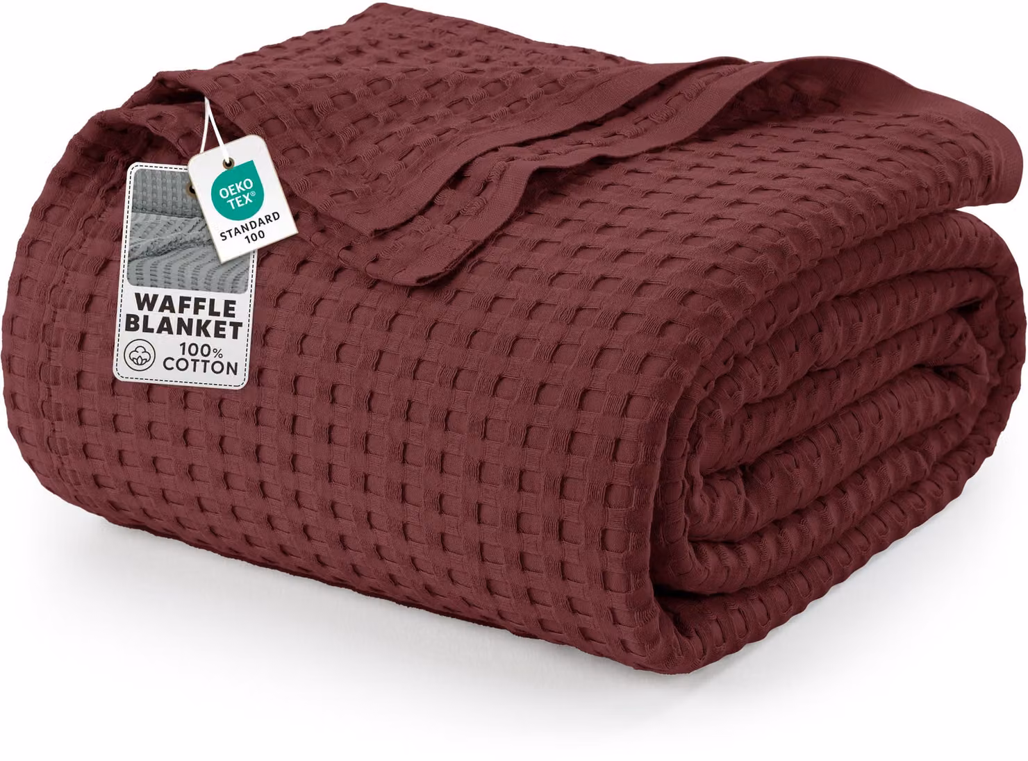 Coperta in cotone waffle, 300 GSM – 228x228 cm, color borgogna
