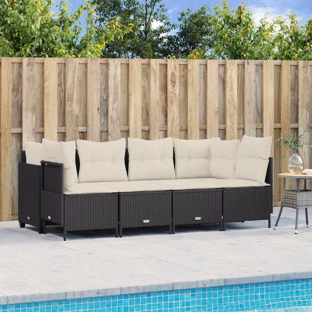 Maison Exclusive - Set Divani da Giardino 5 pz con Cuscini in Polyrattan Nero