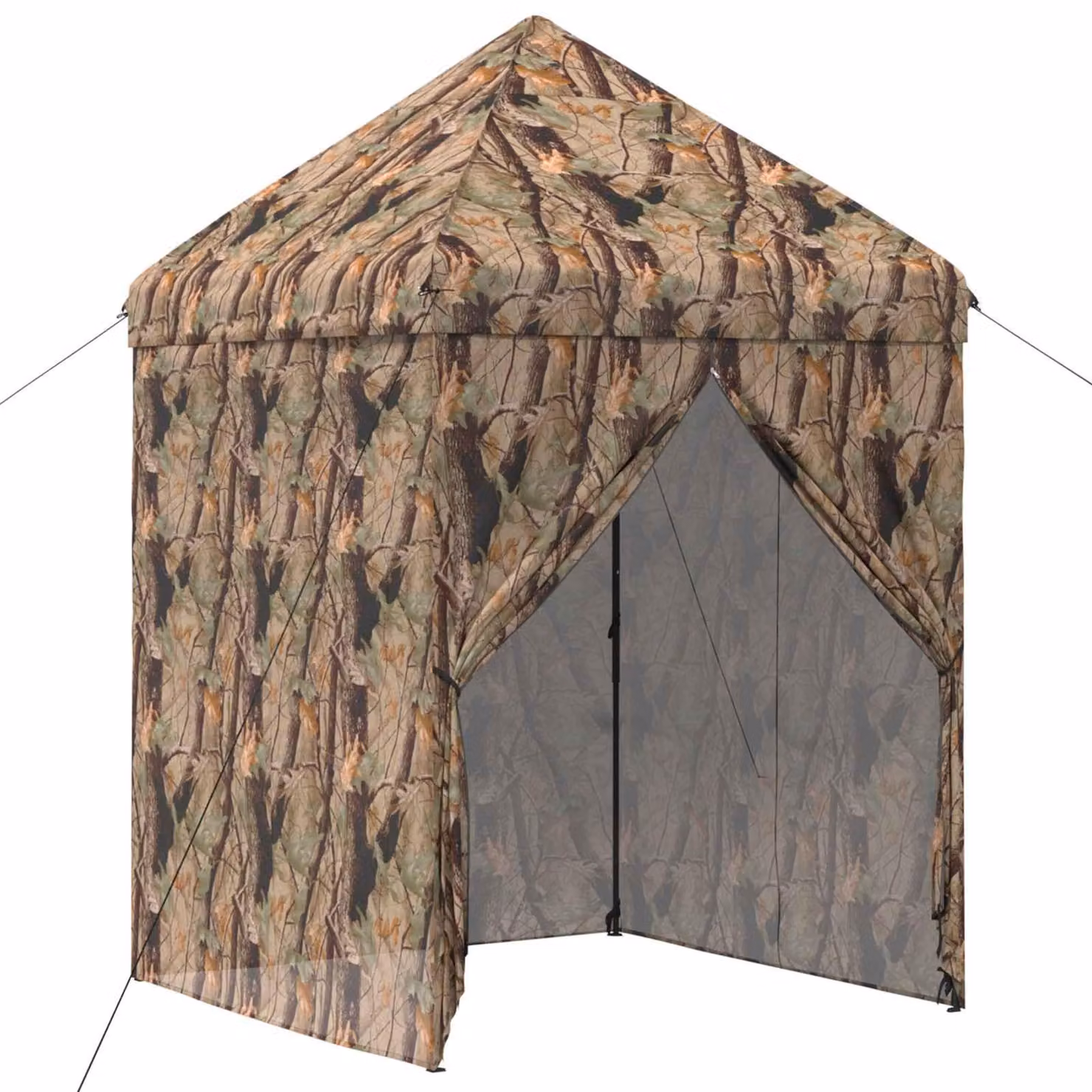 Padiglione pop-up con 4 pareti laterali, dimensioni 2 x 2 metri, colorazione mimetica da bosco