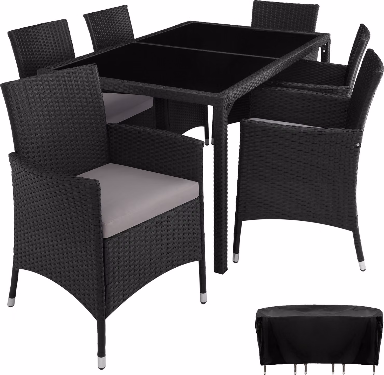 tectake® Gruppo di seduta in rattan Porto per 6 persone
