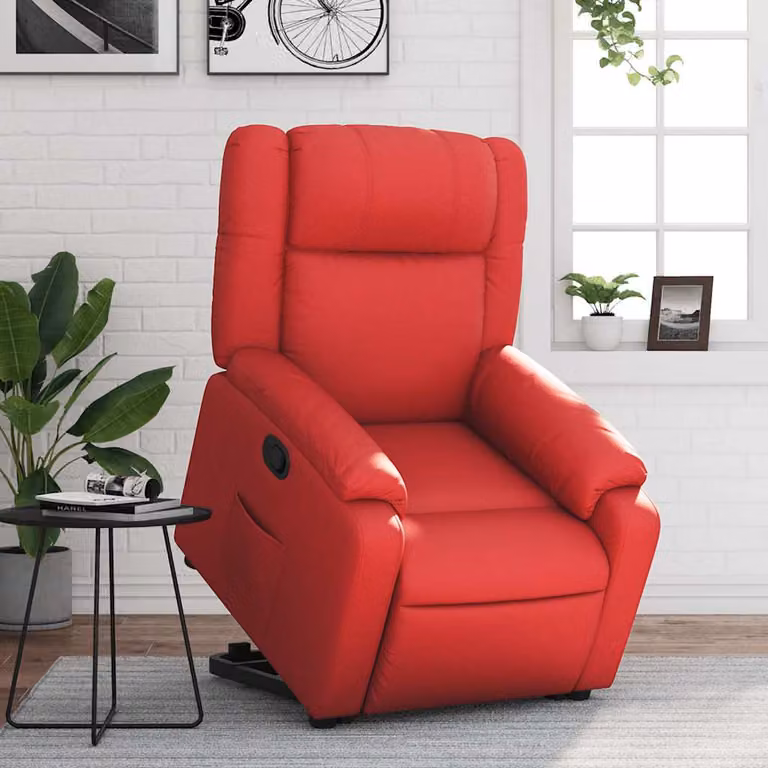 vidaXL Poltrona Alzapersona Reclinabile Rossa in Similpelle con Assistenza Elettrica