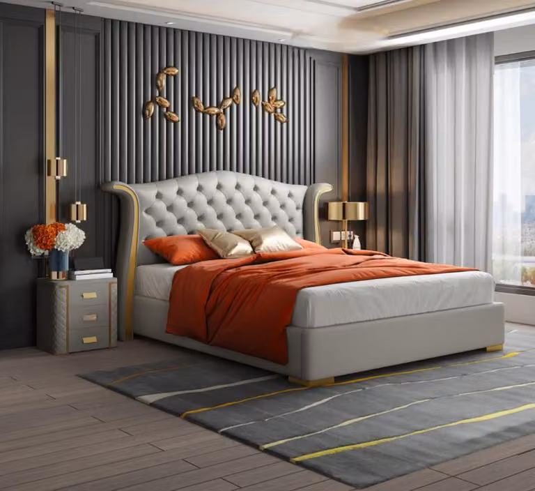 Chesterfield Doppel Bett Schlafzimmer Polster Luxus Betten 180x200cm