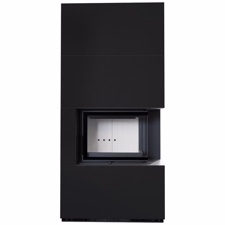 Inserto per caminetto KRATKI FLOKI destro 8 kW Ø 160 Kit pannello in granito ZIMBKRATKI ABWE NERO