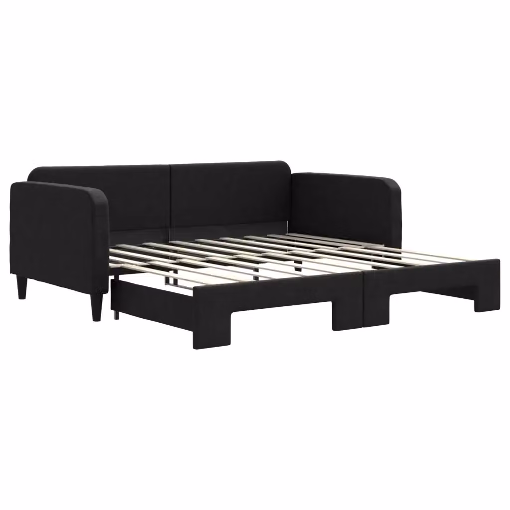 Divano Letto con Letto Estraibile vidaXL in Tessuto Nero per Soggiorno e Camera da Letto L/P: 90 x 190 cm – 2