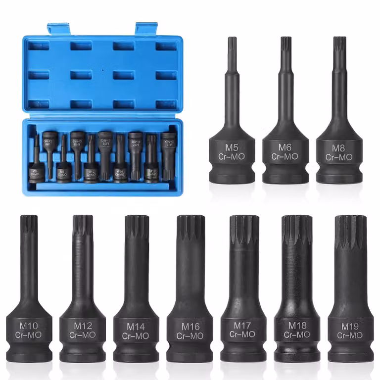 Omgoods - Set di chiavi a brug XZN, 10 pezzi - Chiavi a brug XZN per viti M5/M6/M8/M10/M12/M14/M16/M17/M18/M19 - Contenitore di stoccaggio - Acciaio cromo-molibdeno - Resistente alla corrosione