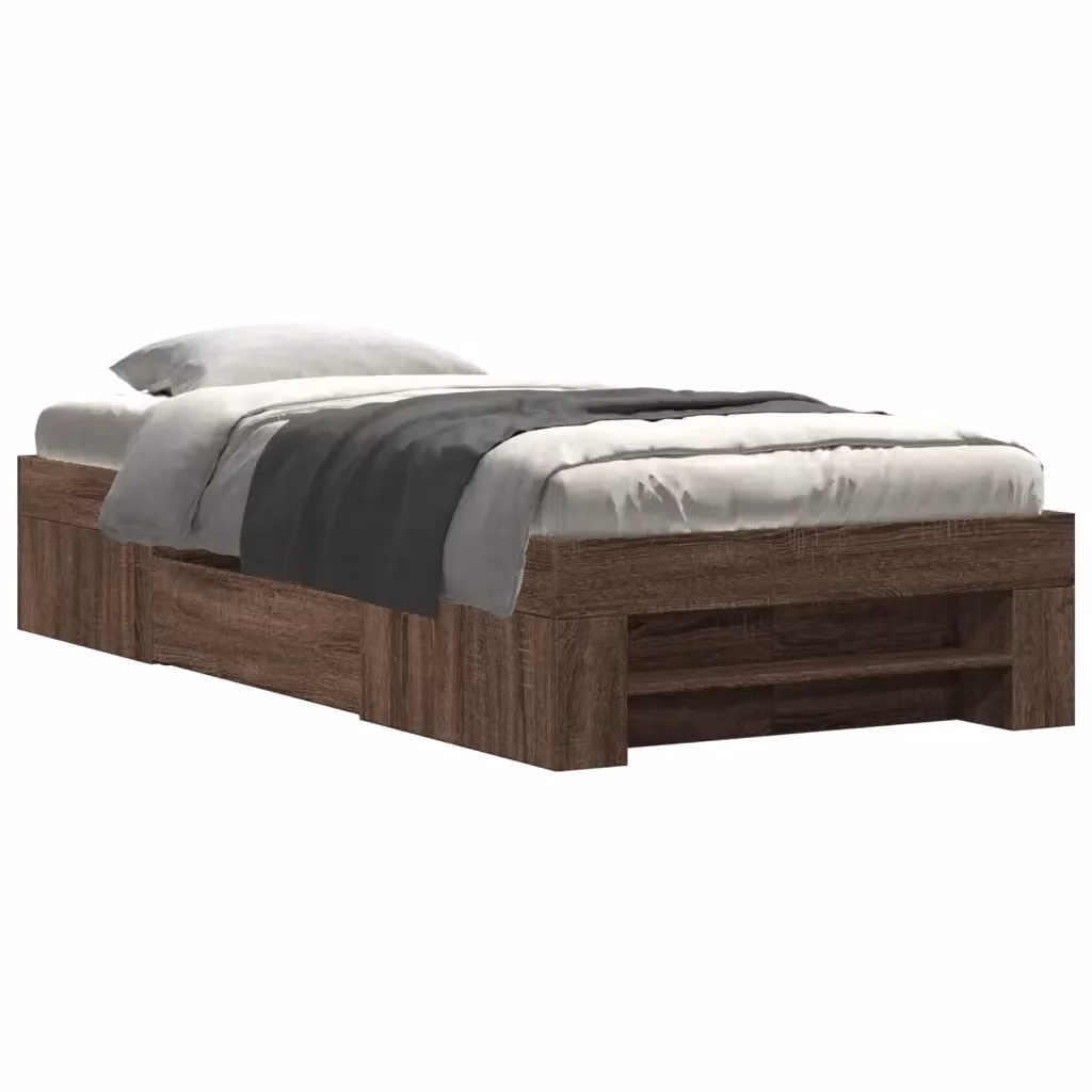 Giroletto vidaXL in legno e MDF colore rovere marrone con doghe in legno L/P/H: 200 x 90 x 33 cm – 2