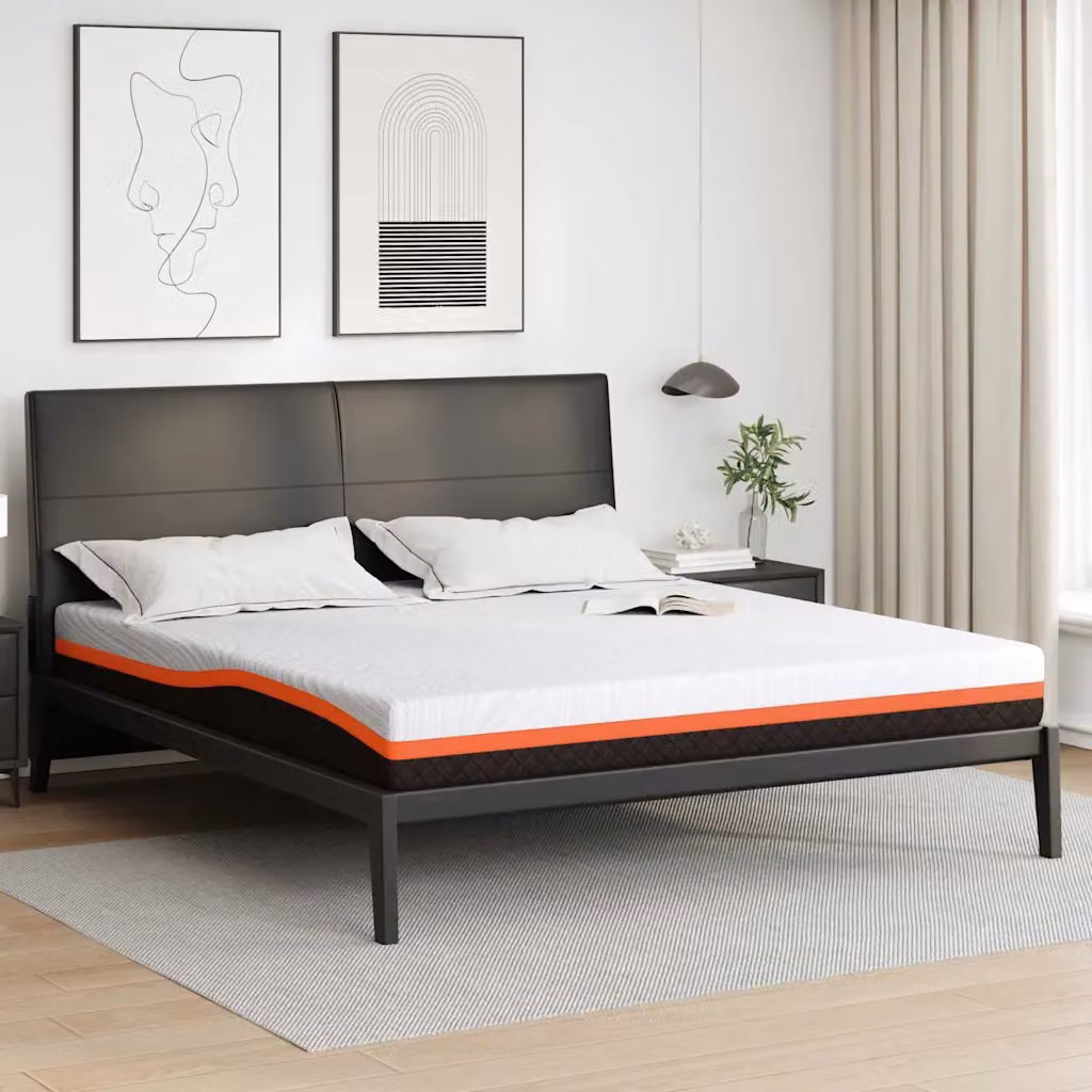 Materasso vidaXL in gel con tessuto geometrico bianco e nero L: 200 cm, P: 200 cm, H: 20 cm