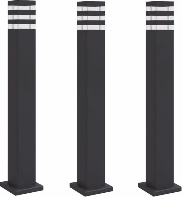 Set di 3 lampade da terra per esterni in alluminio e plastica, colore nero, modello moderno con illuminazione up and down, Altezza: 80 cm – 1